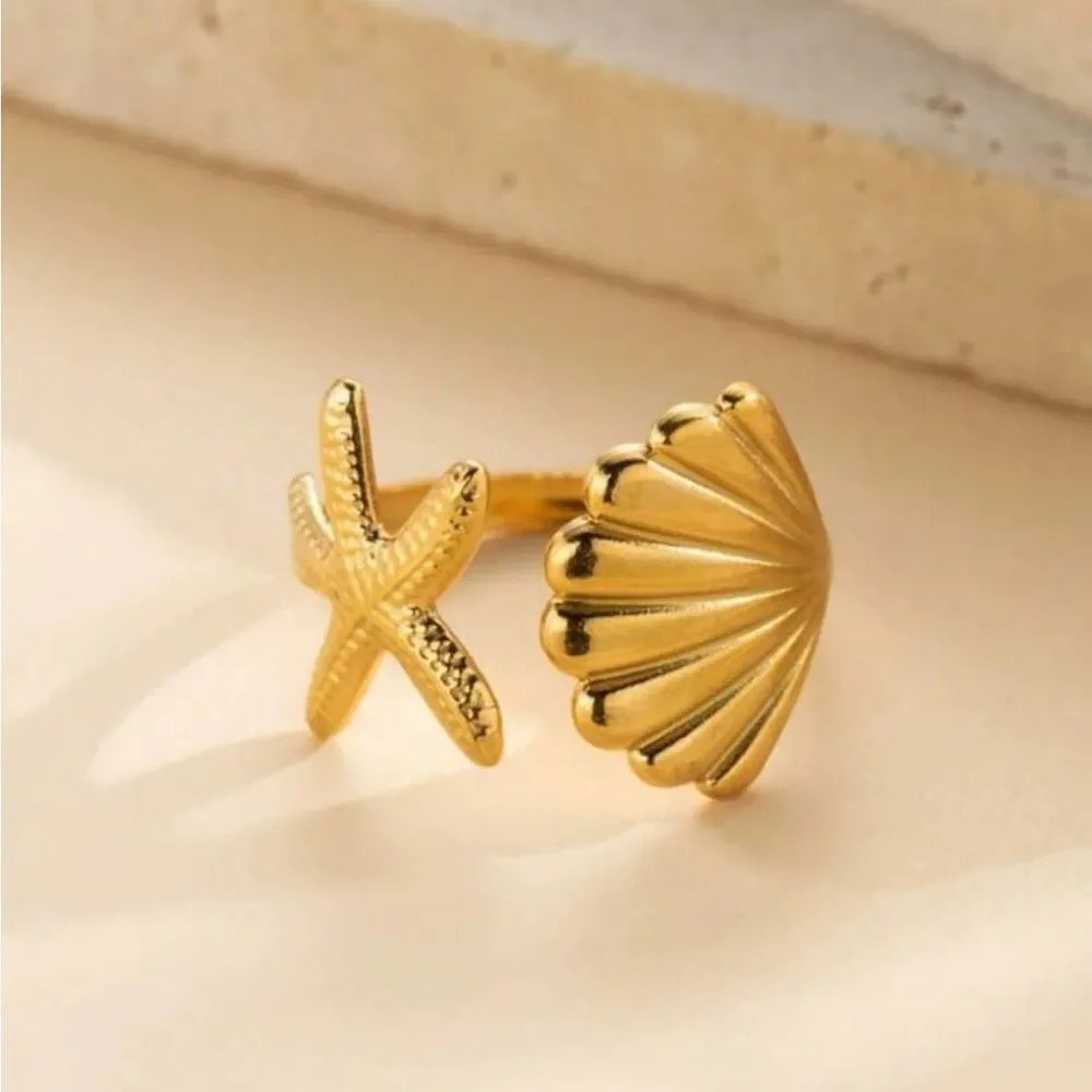 Starfish and Shell Ring #1732